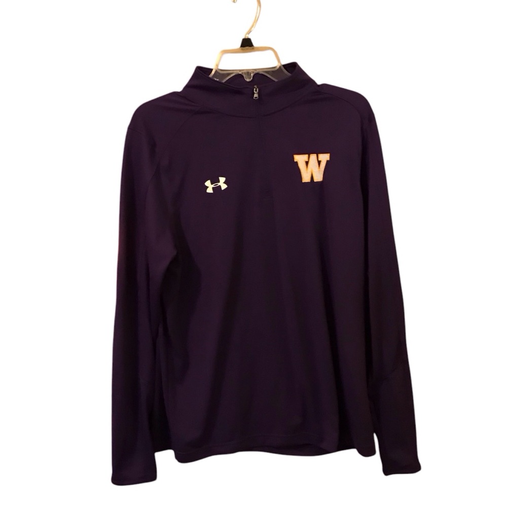 Adidas Heat Gear Washington Huskies Quarter Zip Purple Long Sleeve Shirt Large